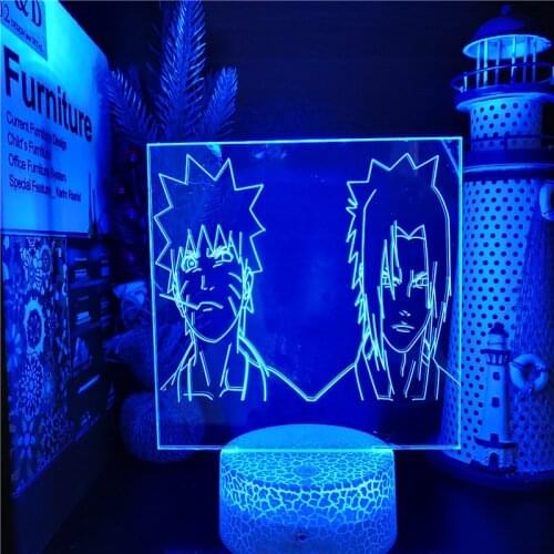 Bandai Nartuo Sasuke 3D ANIME LAMP Led Nightlights 7 Color Changing Naruto Shippuden lampara For Home Decor