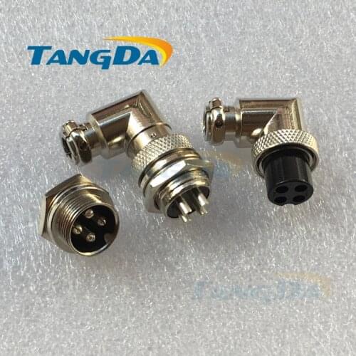 Tangda 5pcs Aviation Plug Male+Female 90 degree Connector 16mm 4Pin 4P GX16 elbow 16mm M16 4 core right angle A