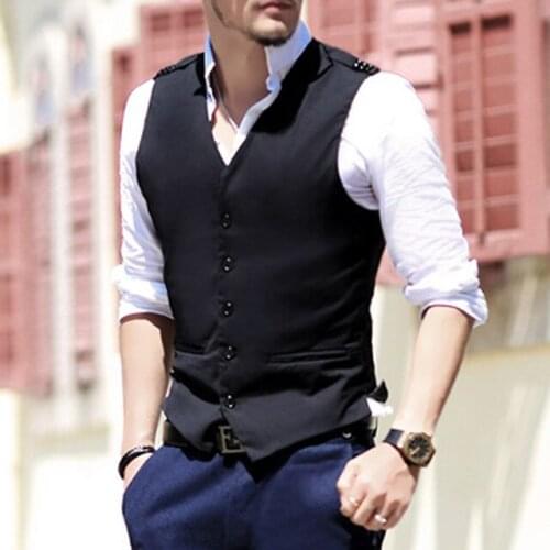 TPSAADE Mens Brand cotton waistcoat Dress Suit Vest Formal Business slim fit gilet costume men waistcoat vest casual Outwear