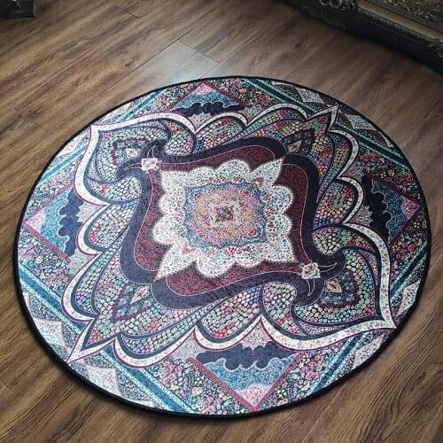 Vintage Persian Carpet Turkey Style Round Carpet Living Room Bedroom Decor Retro Anti-skid Dining American Rug Area Table Chair