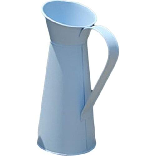 Vintage Shabby Flower Vase Pitcher Jug Chic Cream Coffee Pot Coffeepot Shape Fashion Metal Home Decoration Tin Wedding Vessels