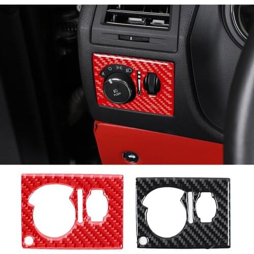 Interior Headlight Switch Button Panel Decorative Cover Trim Fit for Dodge Challenger 2008-2014 Real Carbon Fiber Accessories