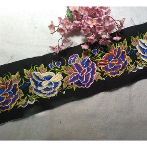 Miao cross stitch crochet fabric lace trim 13cm dress collar ribbon tape webbing ethnic tribal thai india boho floral embroidery
