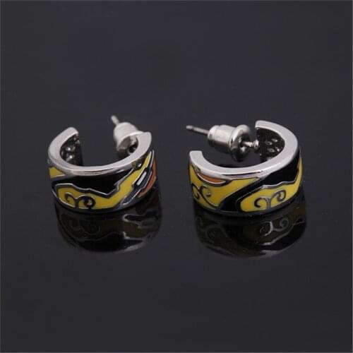 Yellow Mysterious Symbols Deisgn Enamel Jewelry Earrings,1pair/pack