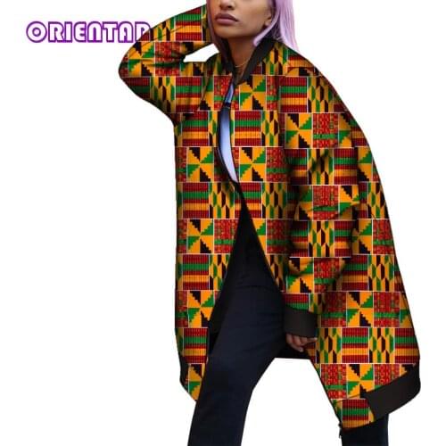 Women African Jacket Coats African Print Cotton Tops Plus Size Long Coat for Women Bazin Riche Traditional African Clothes WY296