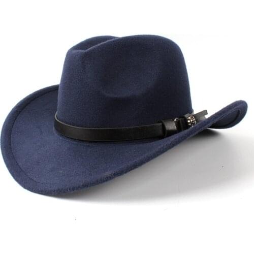 Women Men Wool Felt Western Cowboy Hat With Roll-up Wide Brim Jazz Cowgirl Sombrero Caps Sie 56-58 R18