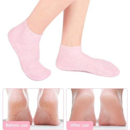 1Pair Feet Care Socks Spa Home Use New Silicone Moisturizing Gel Heel Socks Cracked Foot Skin Care Protectors Anti Cracking