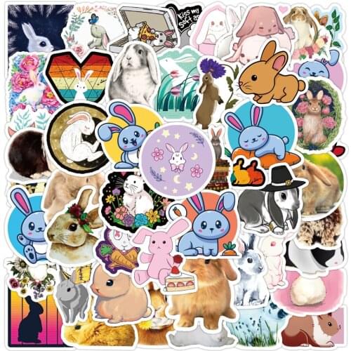 10/50PCS Kawaii Cartoons Bunny Decal Sticker Cute Rabbit Animal Stickers For Stationery Laptop Water Bottle Phone Car Kids Toy