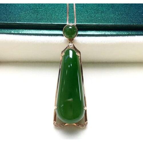 18K gold inlaid Hetian jasper T-shaped pendantJ20