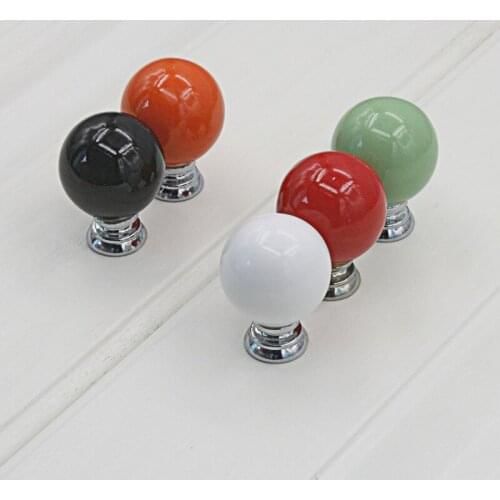 5 Pcs Round Ceramic Door Knobs Cabinet Drawer Cupboard Kitchen Durable Pull Knob Handles for Furniture Hardware with Screws