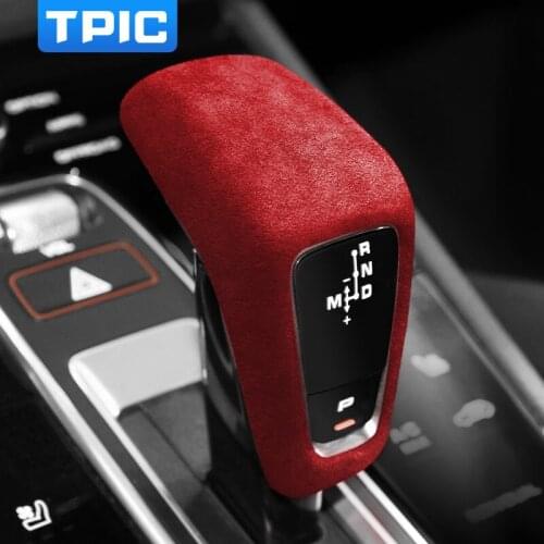 TPIC Alcantara Car Gear Shift Cover Trim For Porsche Cayenne Panamera Boxter 2018-2021 Car Gear Shift Knob Cover Accessories