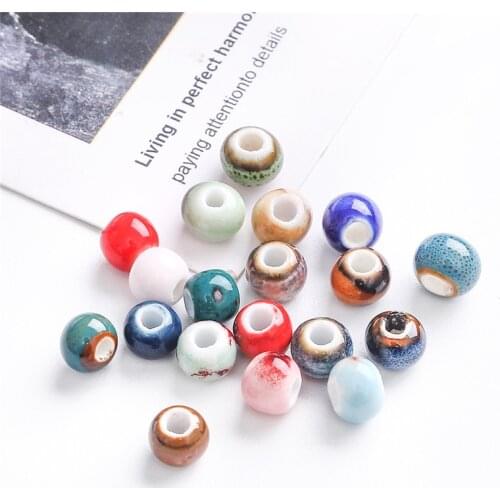 20Pcs Round 6 8 10mm Flower Glaze Ceramic Porcelain Beads For Jewelry Making Accessies DIY Bracelets Necklaces Earrings