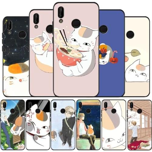 Natsume friend account black Silicone soft Phone Case for huawei P40 P30 P20 P10 Pro P9 Lite Psmart 2019 Y6 Y9 cover