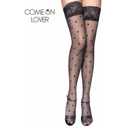 Comeonlover High quality dot cute stockings size M transparent black sexy stockings over knee thigh high nylon stockings HE2106