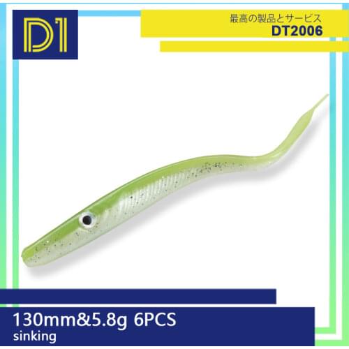 D1 Worms Soft Silicone baits 2021 Fishing Lure Shad Eel 130mm 6pcs/bag Artificial soft lure Bass PIke River Sea fishing