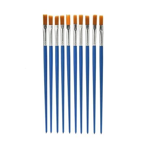 New 10Pcs Kids Detail Paint Brushes Nylon Blue Watercolor Drawing Painting Brushes