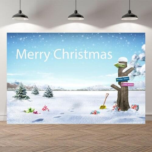 Seekpro Photography Background Merry ChristmasHappy New Year PartyCartoon Snow Forest Backdrop Photo Photocall
