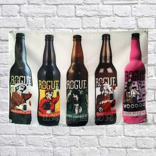 ROGUE BEER Cocktail Poster Scrolls Bar Cafes Indoor Home Decor Banners Hanging Art Waterproof Cloth Wall Painting Print Art
