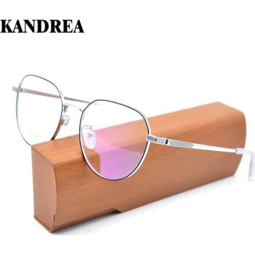 KANDREA 2021 Retro Unisex Round Titanium Eyeglasses Classic New Vintage Optical Glasses Men Women Eyewear Clear Lens Spectacles