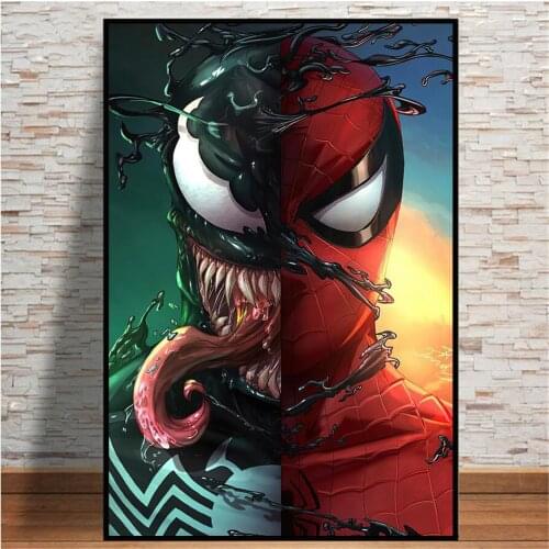 Spider-Man And Venom Marvel Comic Supervillain Canvas Art Giclee Prints Movie Poster Painting On Wall Decorative Mural Pictures