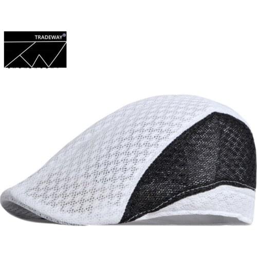 2021 New Summer Mens Hats Breathable Mesh white Caps Spring Outdoor Gorro Hombre Boina Golf Hat Fashion Solid Flat Cap Women