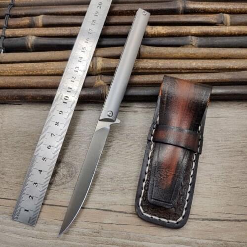 M390 Powder Steel High Quality Pen Shape Outdoor Camping Bearing Ball Fruit EDC Small Folding Knife With Gift box Leather Case