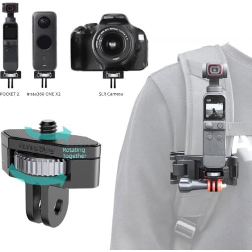 Metal Camera Adapter 360 Degree Rotatable Adjustable 1/4 Screw Adapter for Pocket 2/Insta360 One X/X2/for Canon Nikon SLR Camera