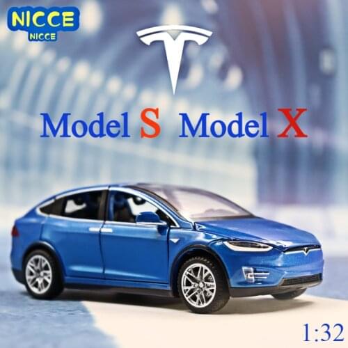 Free Shipping new 1: 32 Alloy Car Tesla Model S MODEL3 Model X Metal Model Car Six-Door Sound And Light Pull Back Toy Car Gift