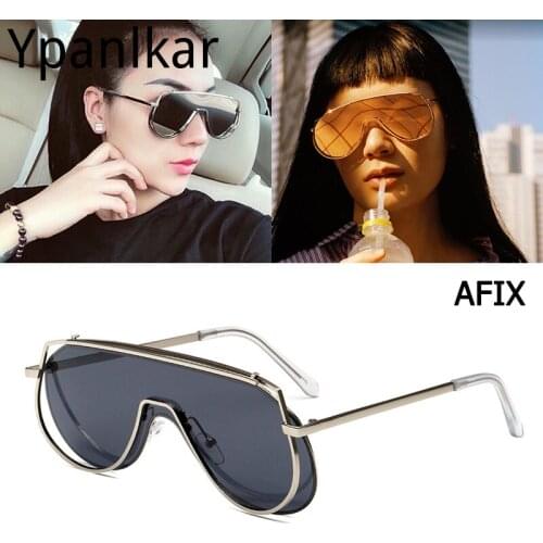 Fashion Avant-Garde Metal Shield Style AFIX Sunglasses Cool Aviation Brand Design Sun Glasses Oculos De Sol