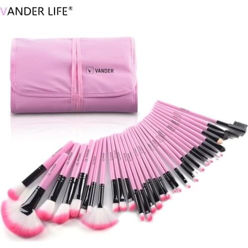 Makeup Brushes, VANDER 32pcs Professional Cosmetic Foundation Powder Synthetic Makeup Brush Set Kit （Pink