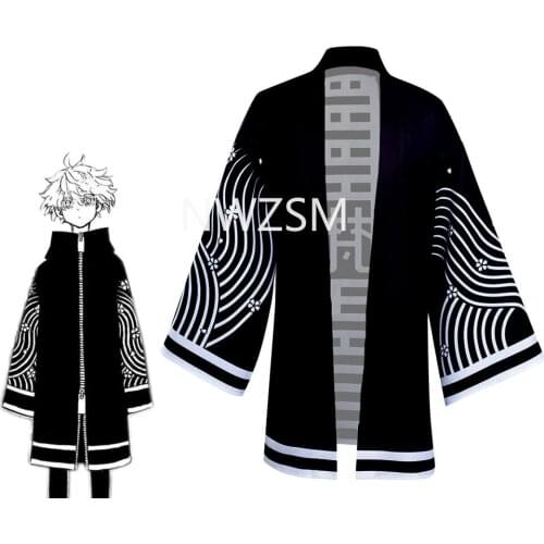 Anime Tokyo Revengers Cosplay Cloak Black White Top for Summer Wacheng thousand Mantra Fan Haori Kimono Tee