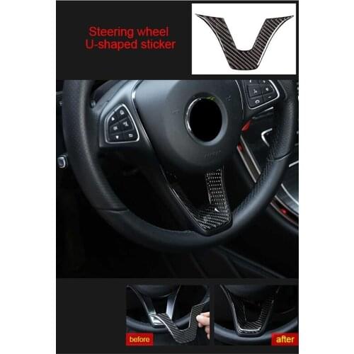 Sticker For Benz Glc Carbon Fiber 2015-2019 1pc Steering Wheel Shaped