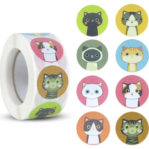 500pcs/roll New Animal Theme Dinosaur Cat Sticker Birthday Party Gift Sticker Envelope Sealing Scrapbook Sticker Supplies
