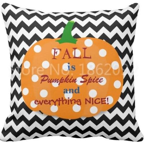 Novelty Pumpkin Spice Everything Nice Fall Pillow Case Black White Chevron Autumn Quote Throw Pillow Case Cushion Cover Decor