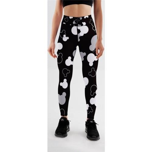 New Cartoon Mickey Pattern Ladies Sweatpants Girl High Waist Leggings Stretch Casual Fashionable Pants
