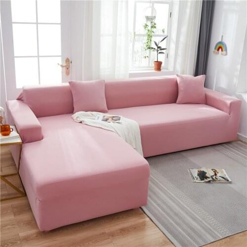 Khaki Solid Color Sofa Cover For Living Room Funda Sofa All-inclusive Polyester Modern Elastic Corner Couch Slipcover 45009