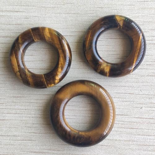 Wholesale 3pcs/lot Fashion high quality natural tiger eye circle donut charms Beads 32mm for jewelry accessories making free