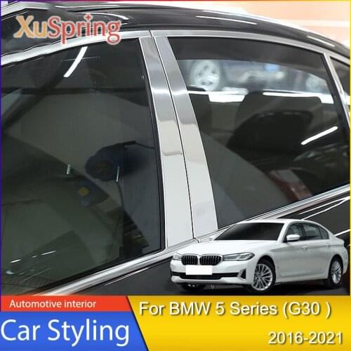 Car Window Trim Center Pillar Stickers 520li740li B Pillar Bright Strip Patch For BWM 5 Series G30 2016 2017 2018 2019 2020 2021