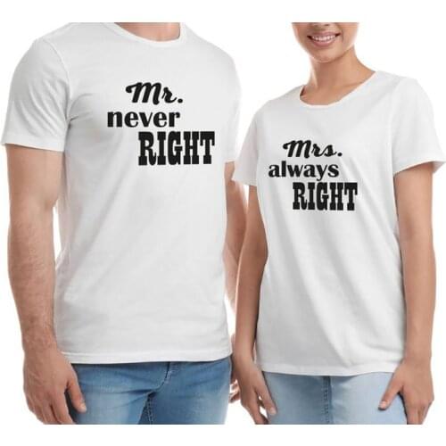 Couple Tshirts Wedding Gift Mrs Always Right Mr Never Right Couple Matching Funny T-shirts Anniversary Gift Mr and Mrs Shirts