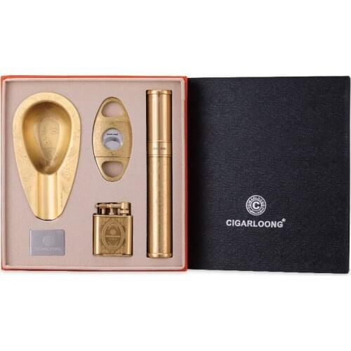 Cigar lighter ashtray cuuter lighter tube gift set portable cigar cut cigar tube four-piece gift set CL-TZ-6