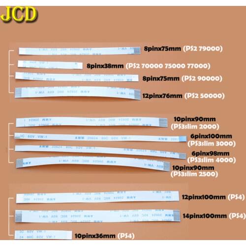 JCD 2pcs Charging PCB Board and Power switch Flex Cable For PS3 slim PS2 10pin 12pin 14pin Ribbon Flex Cable for PS4