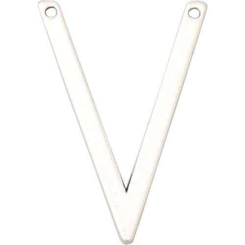 RAINXTAR Fashion Alloy Big V Letter Connector Pendant Charms For Lady Necklace Making Triangle Charms 19*30mm 100pcs AAC392