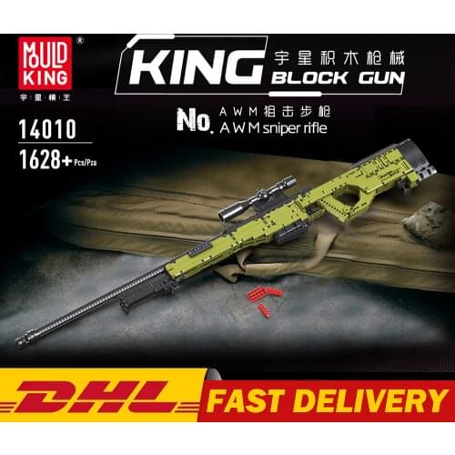 MOULD KING 14010 Gun Model 1628PCS The MOC AWM Sniper Rifle Model Building Block Assembly Gun Bricks Toys Kids Christmas Gifts
