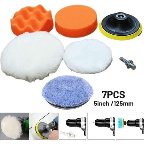 Wool Polishing Wheel Sponge Pad 125mm For Car Polisher Microfiber Polishing Pad Wheel Kit Backing Plate 10mm Shank Adapter