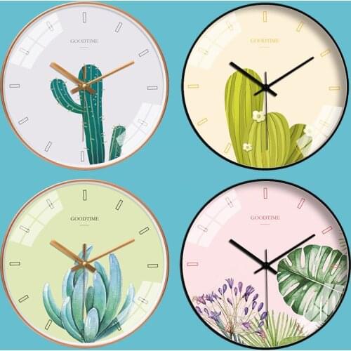 Nordic creative modern wall clock golden plant fashionable large home study room simple decoration living room mute clockLB92512
