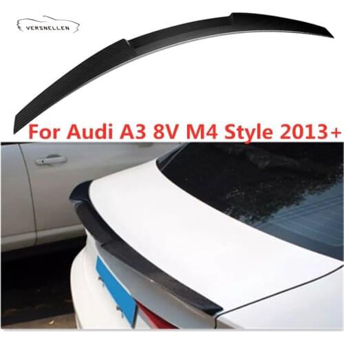 A3 8V Spoiler Real Dry Carbon Fiber Spoiler for Audi A3 8V Sedan M4 Style Car Trunk Boot Spoiler 2013-2020