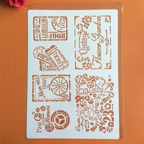A4 29 * 21cm Square mechanical gear DIY Stencils Wall Painting Scrapbook Coloring Embossing Album Decorative Paper Card Template