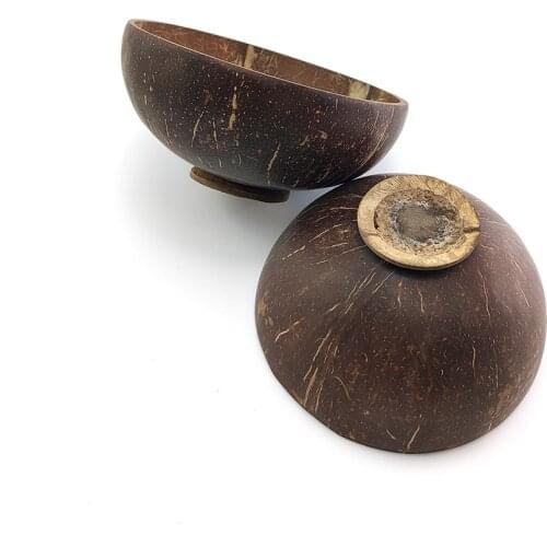 Creative Natural Coconut Bowl with Pedestal Eco Friendly Soup Noodle Rice Bowl Bowls Handicraft Art Work Decoration Not Swing