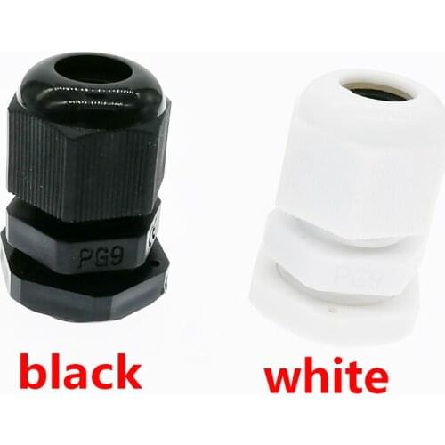Waterproof Cable Gland 10pcs Cable entry IP68 PG7 for 3-6.5mm PG9 PG11 PG13.5 PG16 PG19/21/ White Black Nylon Plastic Connector
