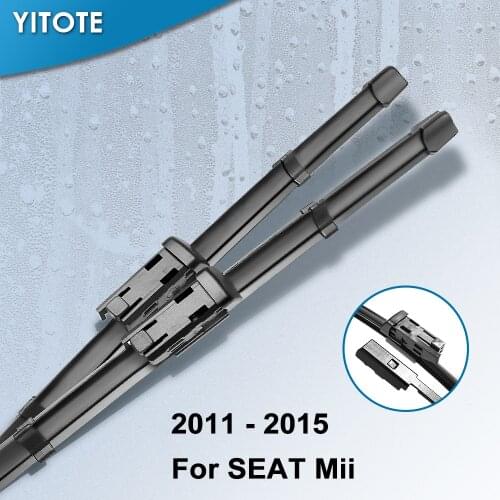 YITOTE Windscreen Wiper Blades for SEAT Mii Fit Push Button Arms 2011 2012 2013 2014 2015